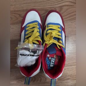 Skechers Kids' White, Red, and Blue Sneakers